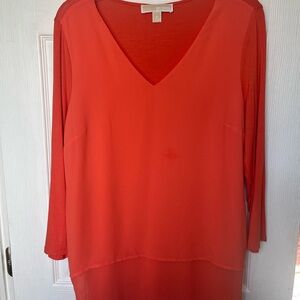 Michael Kors Coral V-Neck Layered Effect Top